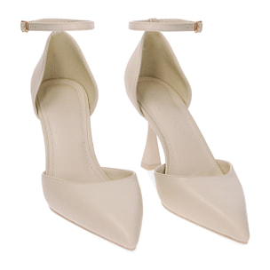 Décolleté Open Shank panna, tacco 8 cm