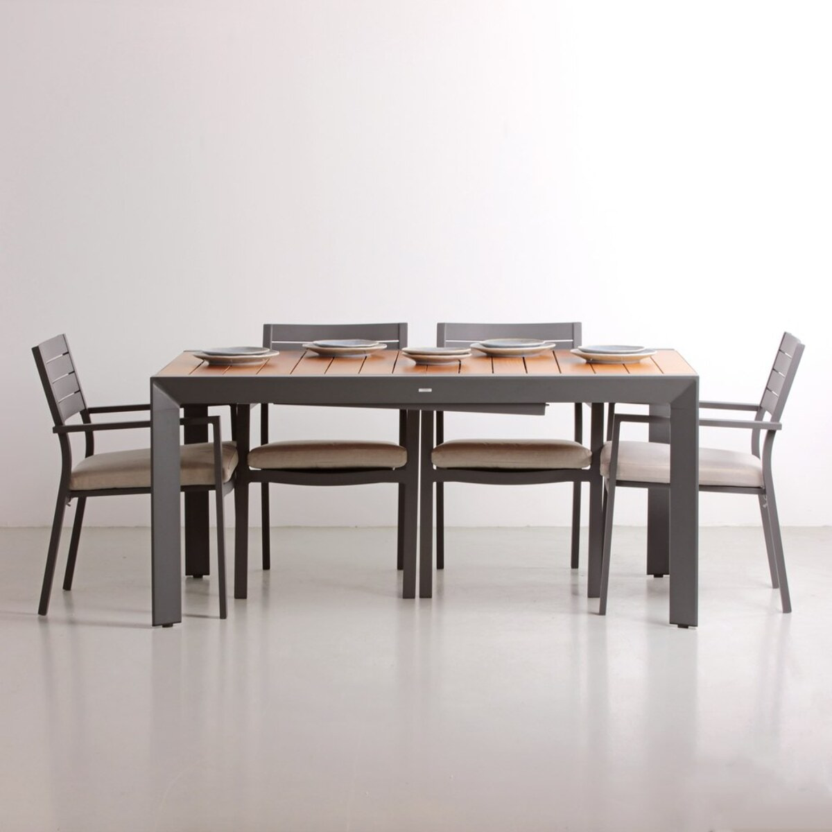 Tavolo da giardino 160/260x100x075, grigio -Olbia