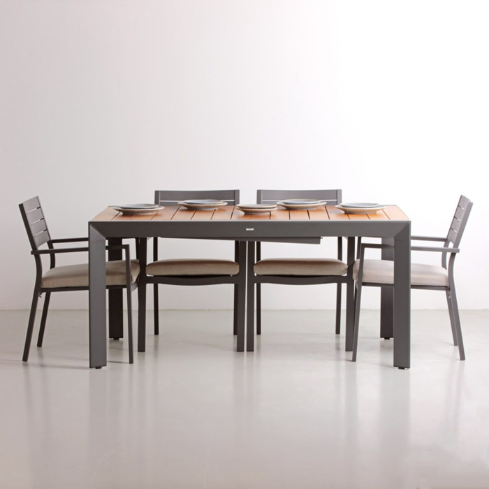 Tavolo da giardino 160/260x100x075, grigio -Olbia