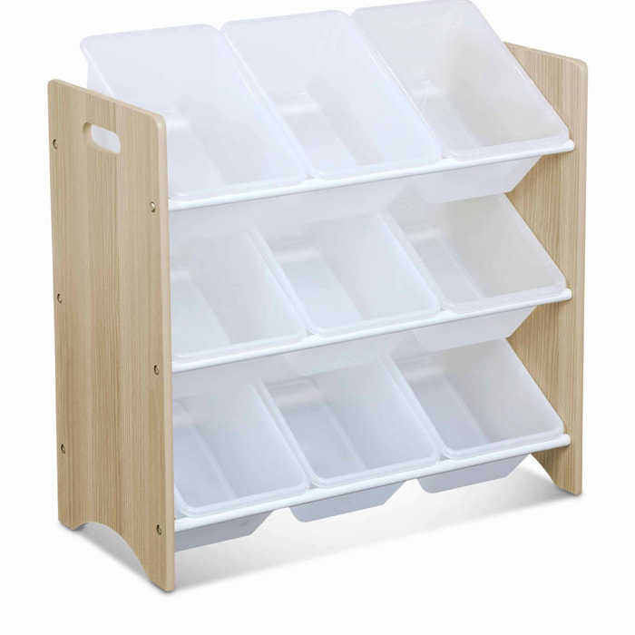 Meuble de rangement pour enfant avec 9 casiers - Tobias - MDF décor bois naturel. 64x29.5x60cm