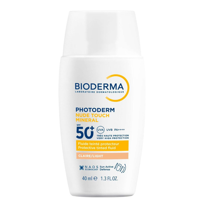 Photoderm Nude Touch - Soin Minéral Teinté Clair - Peaux Sensibles Mixtes/Grasses SPF50+ 40 ml