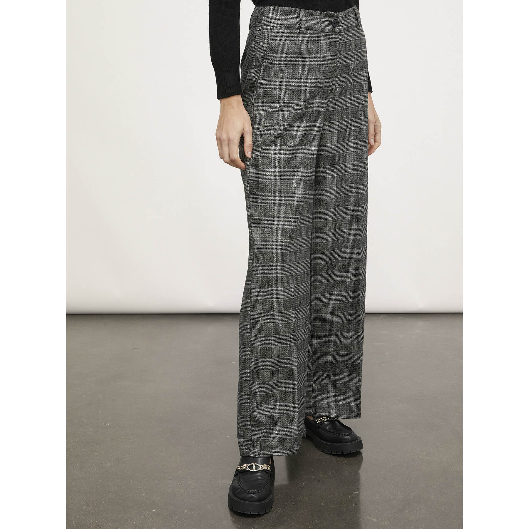 Motivi - Pantalón palazzo estampado cuadros - Gris