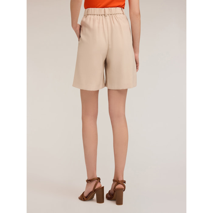 Motivi - Pantalones cortos con pliegues de viscosa - Beige