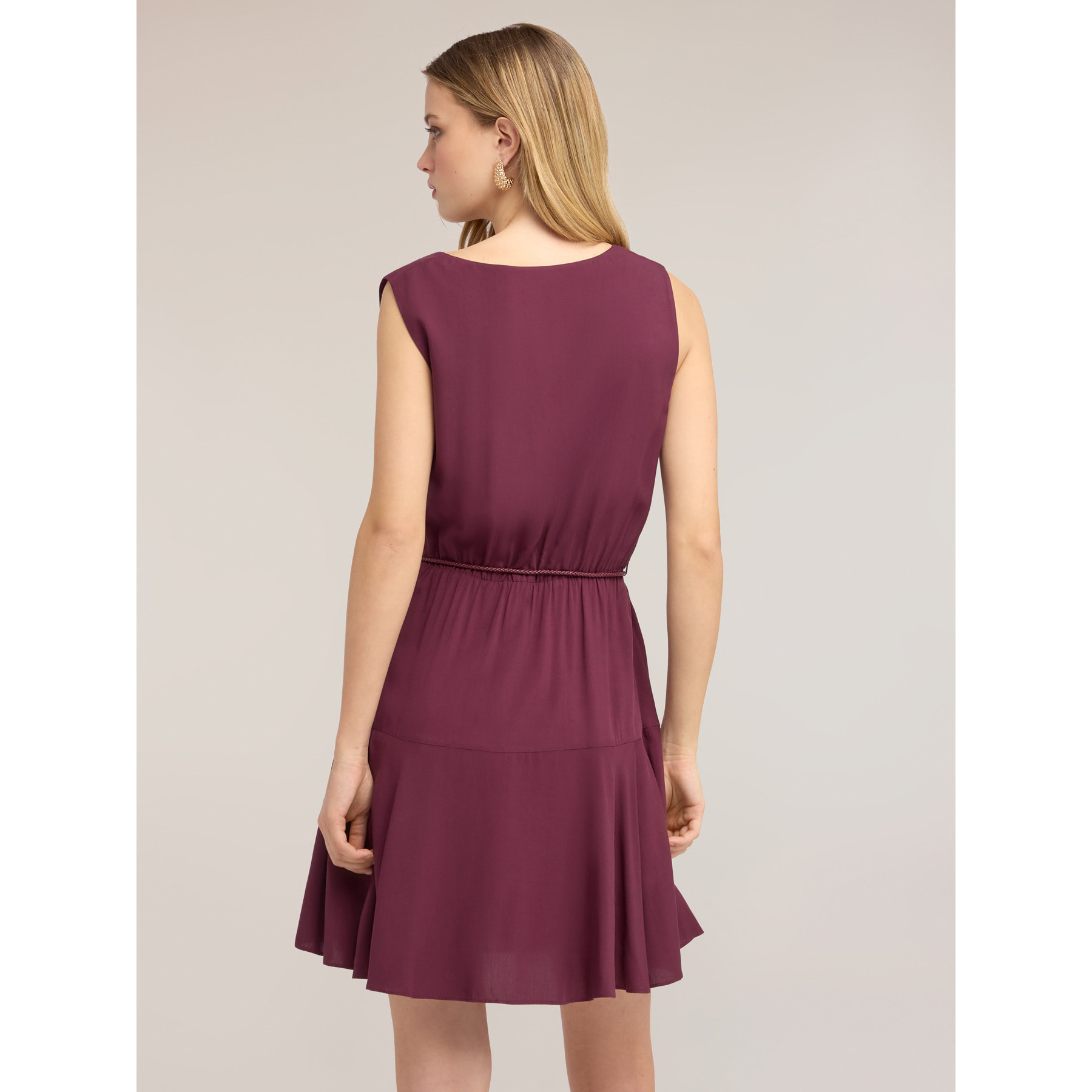 Motivi - Vestito flare in viscosa con cintura intrecciata - Viola