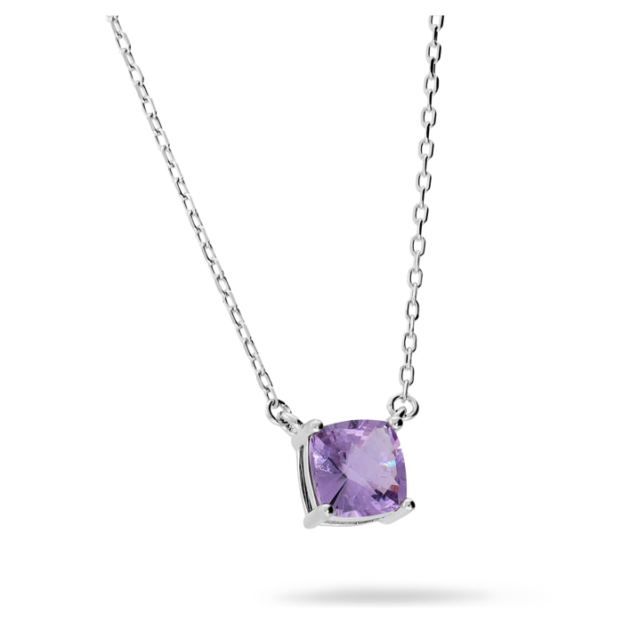 Collana in Argento 925 con Ciondolo in Pietra Prisma Gem Viola