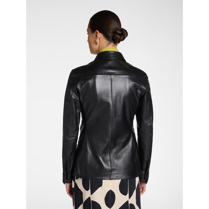 Elena Mirò - Camicia in pelle - Nero