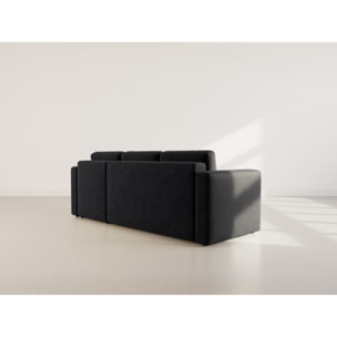 Canopy - canapé d'angle réversible 4 places convertible avec coffre en velours côtelé - Noir
