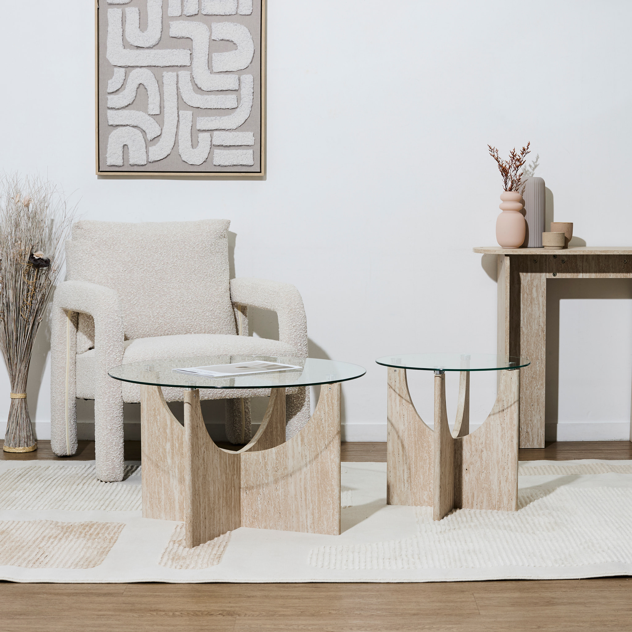 Table D'appoint Ronde Verre Pietra D45cm