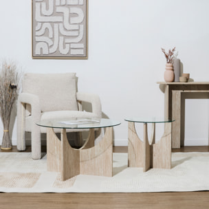 Table D'appoint Ronde Verre Pietra D45cm