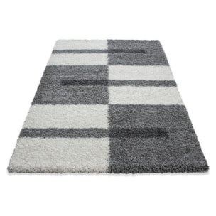 GALA - Tapis shaggy à poils longs motif géométrique gris clair