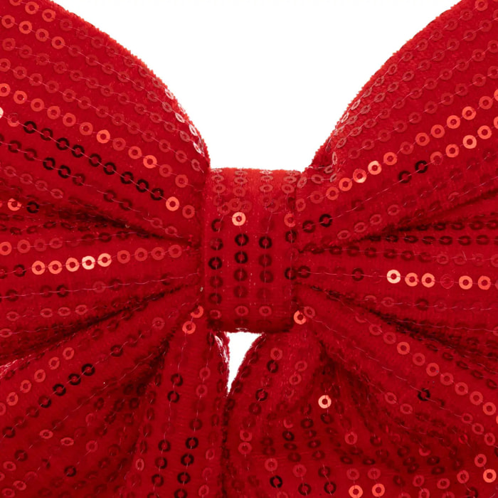 Nœud déco sequins 20x24cm rouge