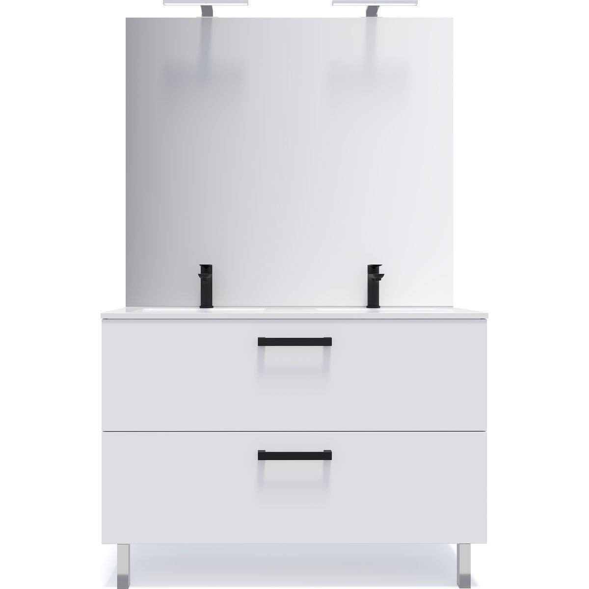 Meuble salle de bain double vasque 2 tiroirs - CHELSEA