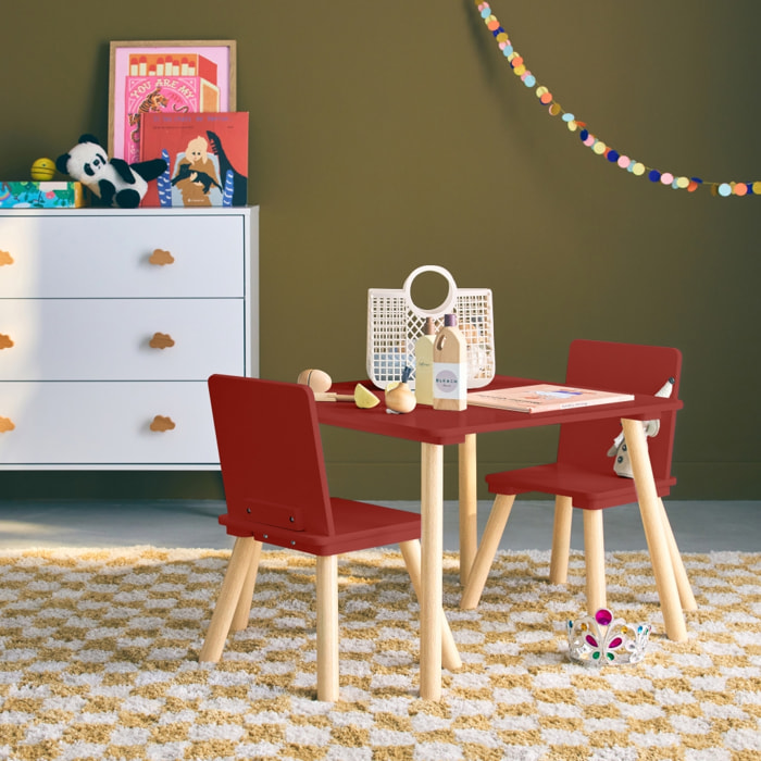 Table carrée enfant bois de pin 2 assises JUDITH