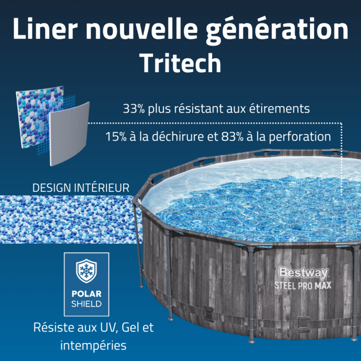 Bestway Piscine hors sol tubulaire ronde Bestway Steel Pro Max 366 x 100 cm décor bois sans accessoires