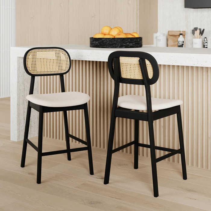 Lot de 2 chaises pour îlot central en tissu beige 64,5 cm - Maria