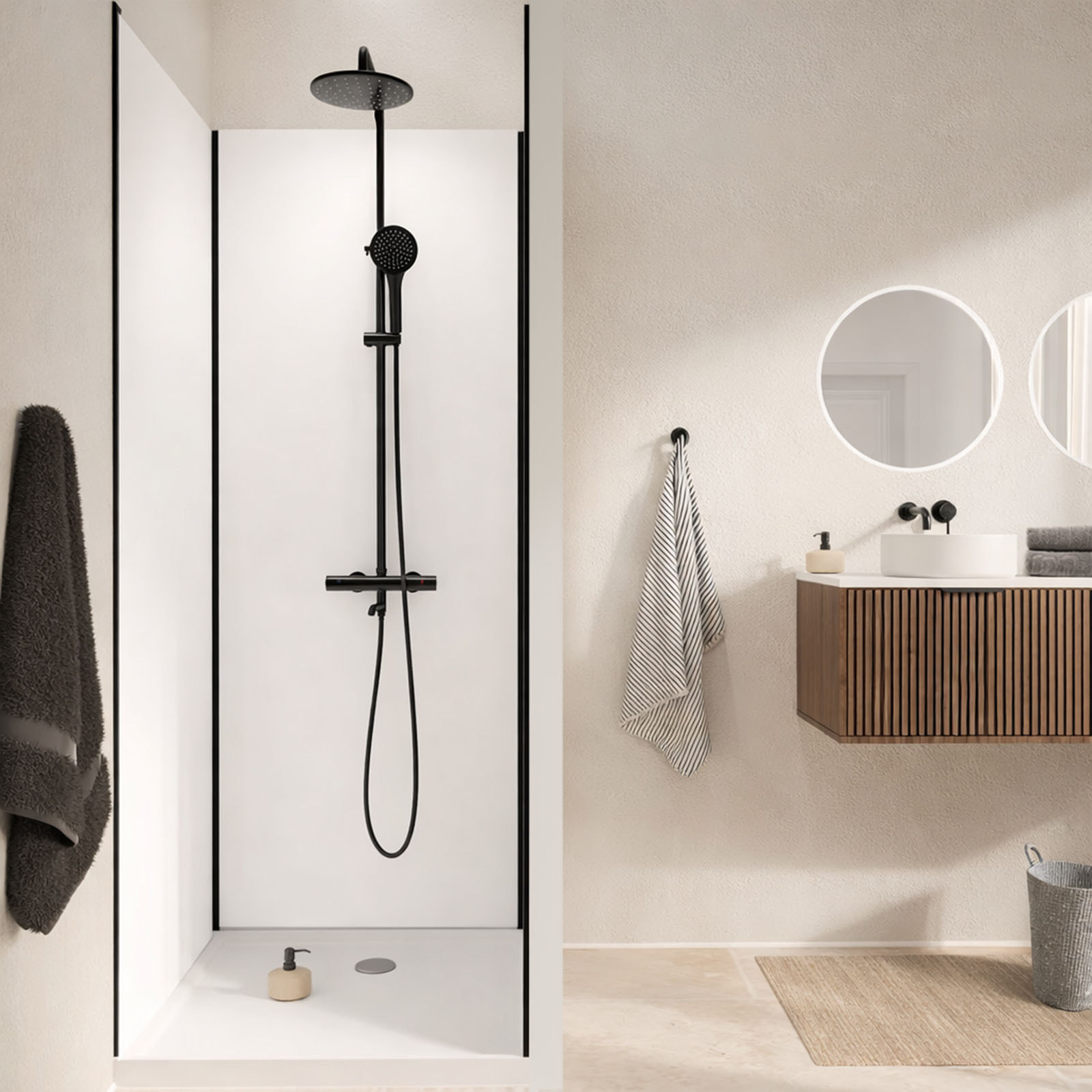 Pack de 3 Panneaux Muraux Aluminium Blanc 80x210 cm avec Profilés Noirs - WALL'IT