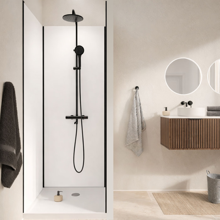 Pack de 3 Panneaux Muraux Aluminium Blanc 80x210 cm avec Profilés Noirs - WALL'IT