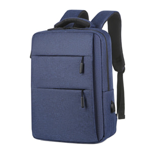 DAM Mochila para Laptop con interfaz de carga USB. 30x13x44 Cm. Color: Azul Marino