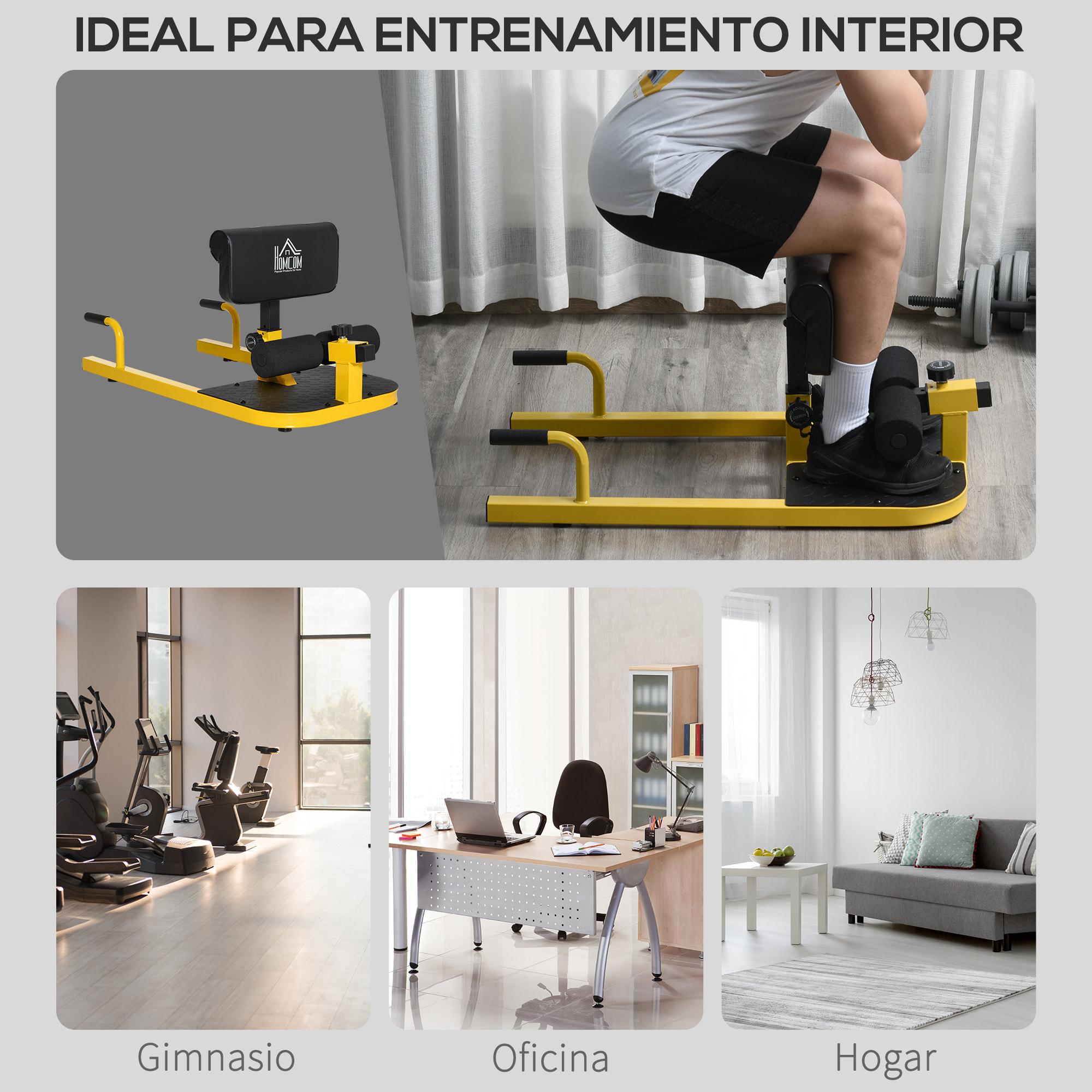 Máquina Sissy Squat para Sentadillas Flexiones Abdominales 50x97x56,5cm Amarillo