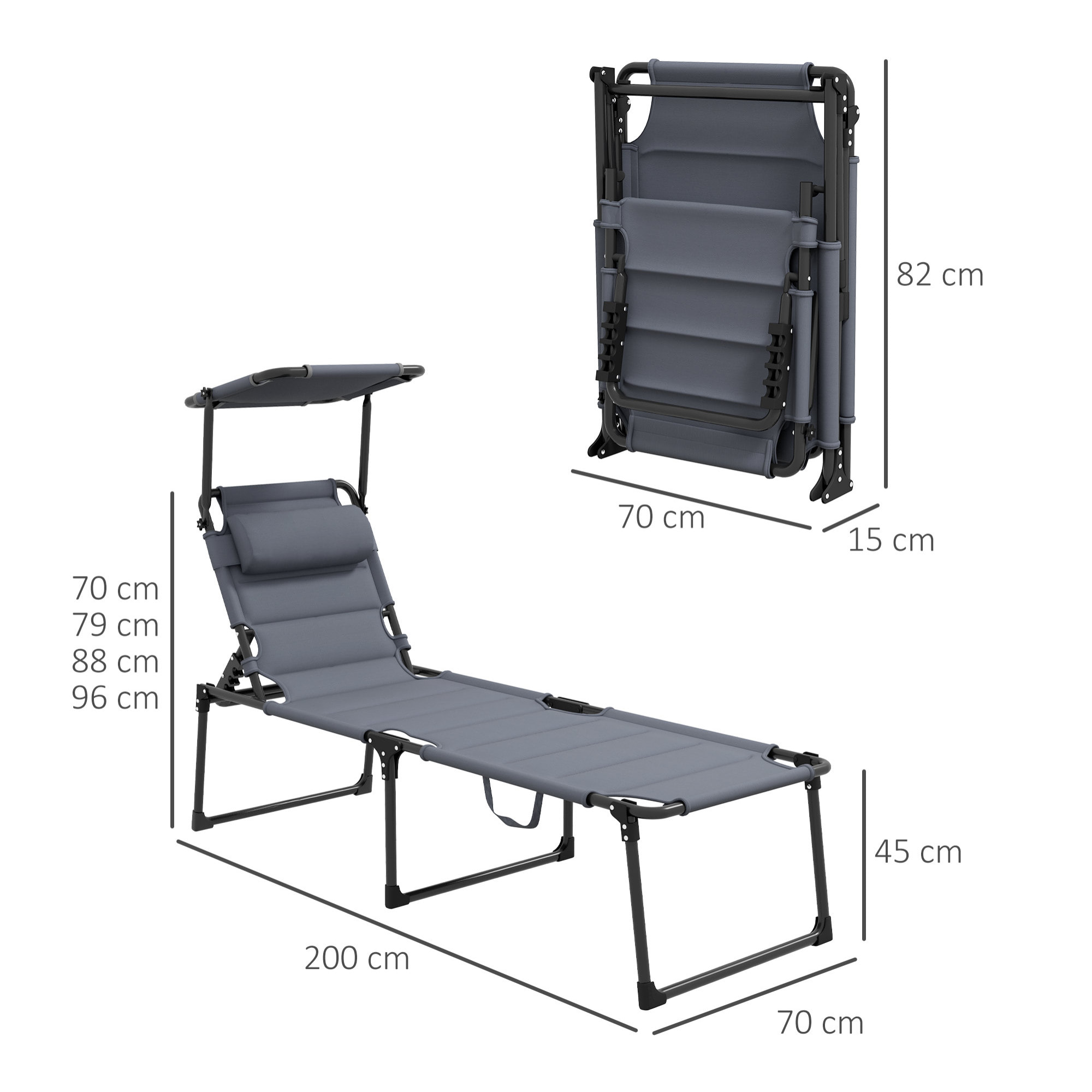 Lot de 2 bains de soleil – Grand confort – Pliables