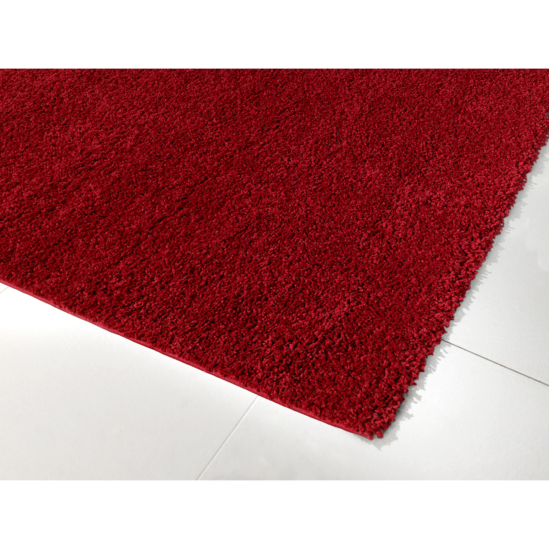 Uni - tapis de salon en laine artificielle rouge