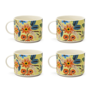 Set 4 Tazze Jumbo Excelsa – Fiori Frida, New Bone China Multicolore