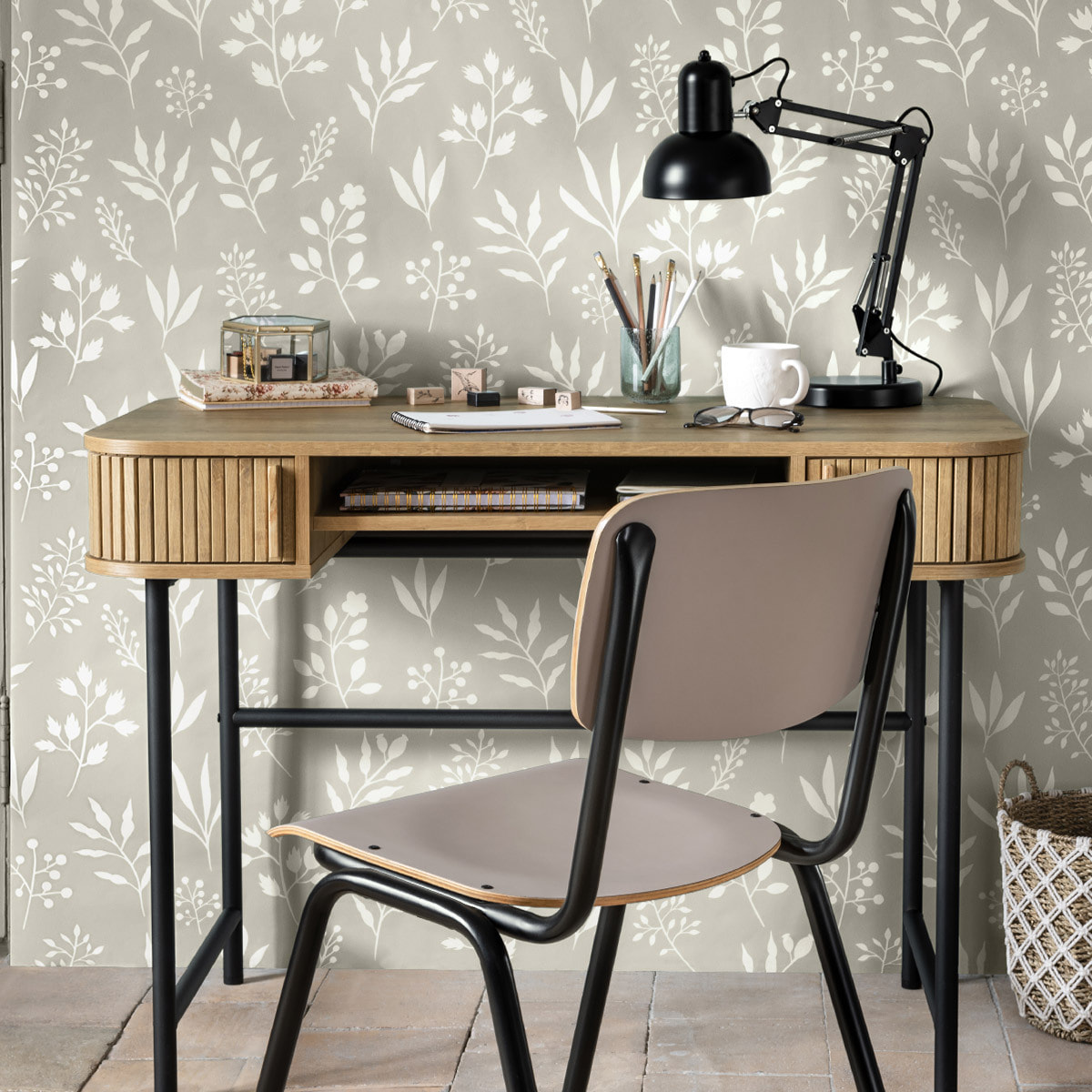 Bureau 2 portes "Colva" effet chêne L105cm