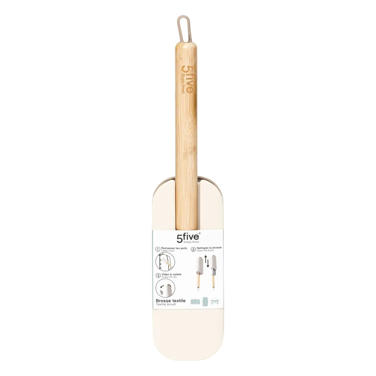 Brosse à textile avec manche en bambou gris 7,3x4cm