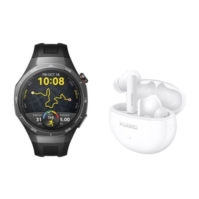 Montre connectée HUAWEI Pack Watch GT5 Pro 46mm Noir +Buds Blancs