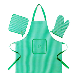 Pack de 2 delantales, 2 manoplas y 2 agarradores