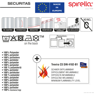 Rideau de douche Polyester SECURITAS Blanc Spirella