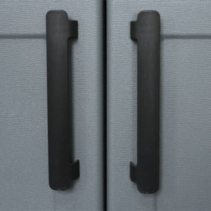 Armario de mediana altura en polipropileno, material reciclable y ecológico sostenible, está equipado con bisagras de acero y estantes ajustables, dim