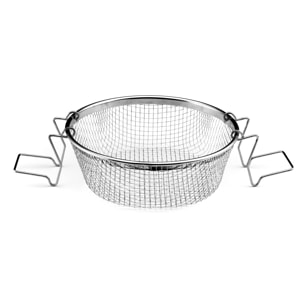 Volcan - Cocotte ronde noire 24 cm avec panier cuisson  pour friture eau