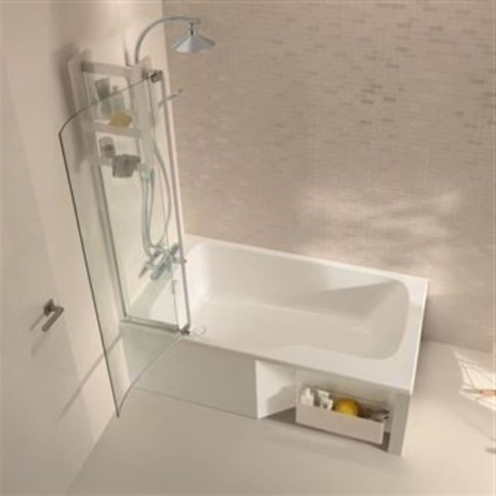 Pack baignoire bain douche 160 x 85 Malice version gauche + tablier bain douche Malice + boite pour tablier