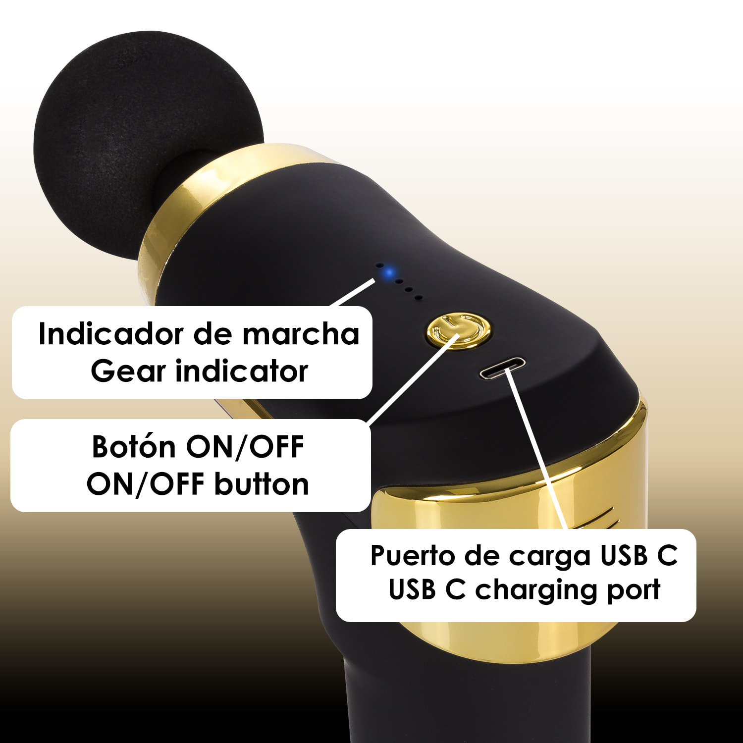 Pistola per massaggio muscolare Fascia Gun HY-668. 5 livelli con velocità fino a 3000 rpm. 4 teste.