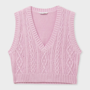 Gilet cropped con trecce