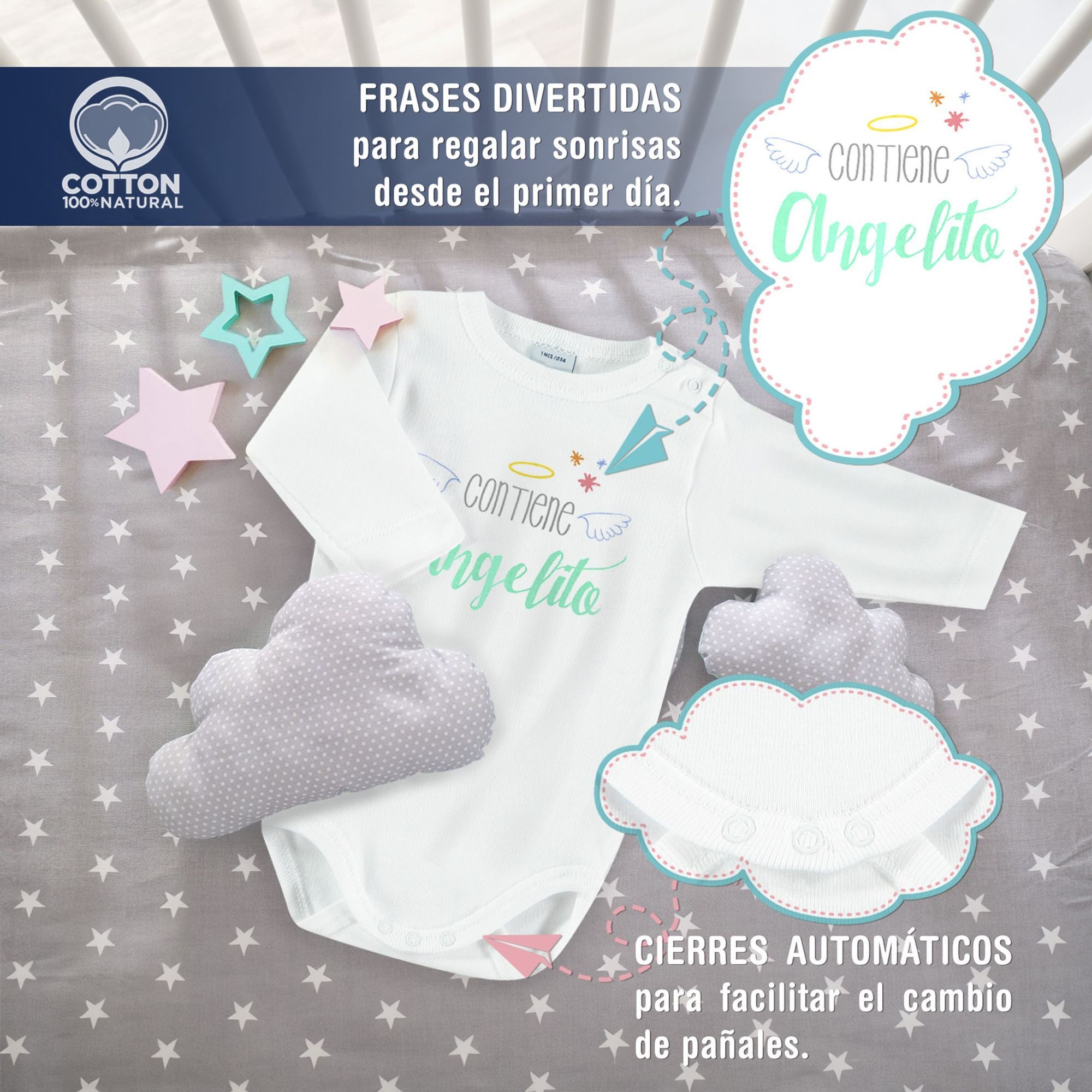 Body bebé manga larga personalizado frases