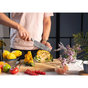 Couteau Santoku | Lame 180 mm | Acier Inoxydable Japonais San-Mai