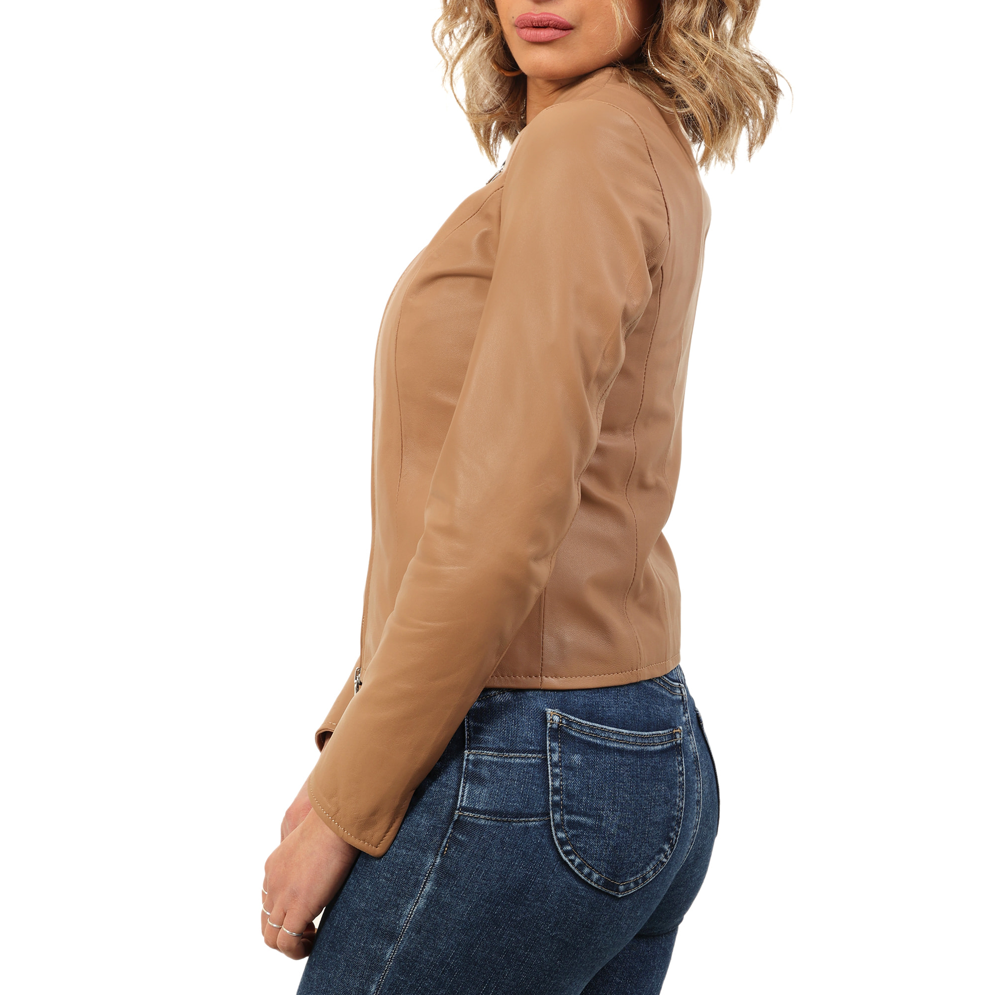 Giubbino in pelle di vitello nappa Nude-Slim Fit