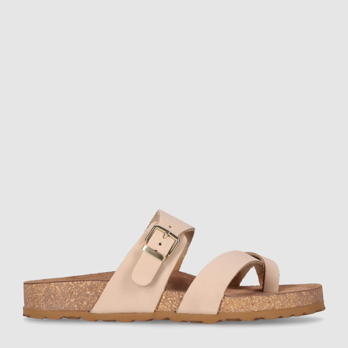 Sandalias de Piel - Arena - Tacón: Bajo