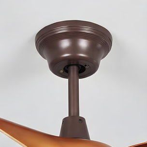 Forlight Helix Ventilador de Techo Silencioso con Luz LED. 5 Velocidades, Programable. Giro Inverso. Acero Marrón Madera