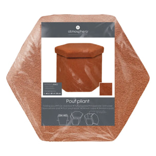 Pouf pliant "Jaiko" en bouclette 40x38cm ambre