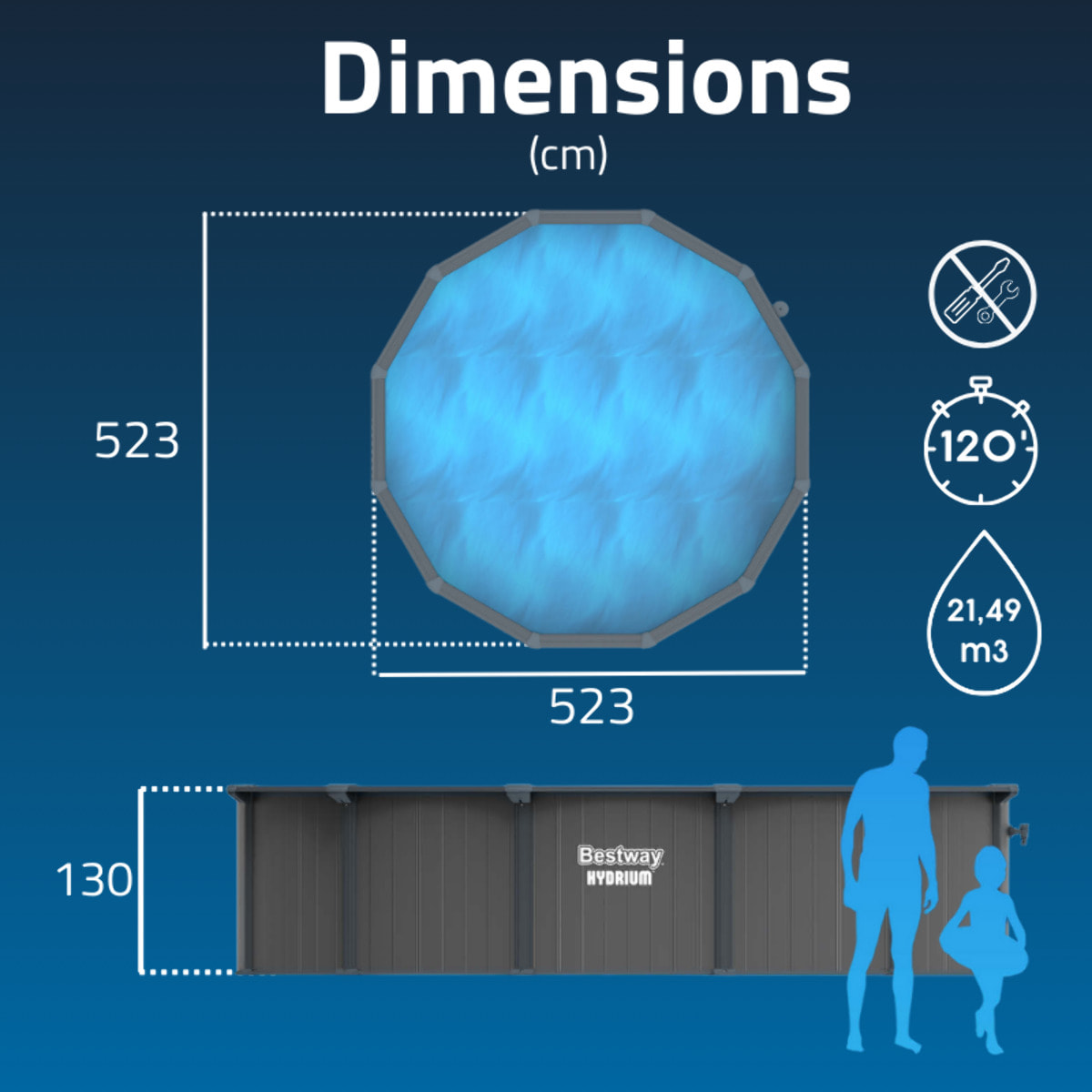 Bestway Piscine acier hors sol Ronde Hydrium 488 x 132 cm