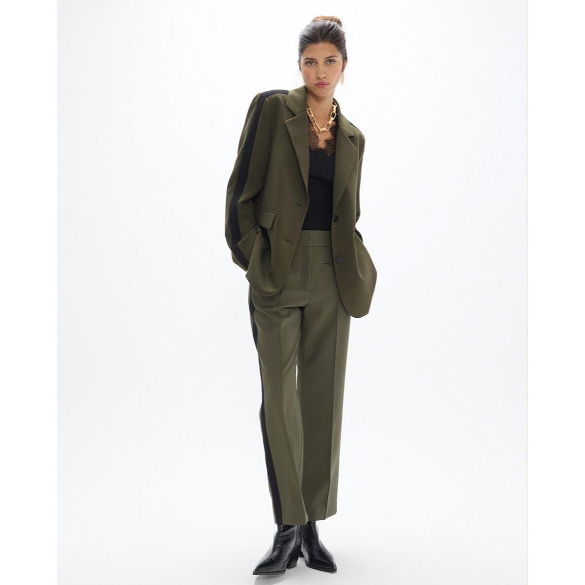 Blazer americano dritto in gros-gain con stampa animalier sul retro