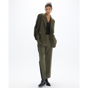 Blazer americano dritto in gros-gain con stampa animalier sul retro