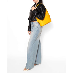 Borsa a spalla convertibile in zaino Bianca da donna In Vera pelle Made in Italy 30x26x9 cm