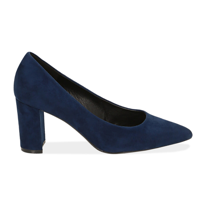 Zapato de tacón azules de microfibra, tacón 7,50 cm