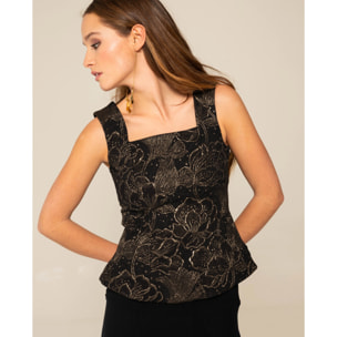 Corpiño de tirantes en brocado elástico de mujer