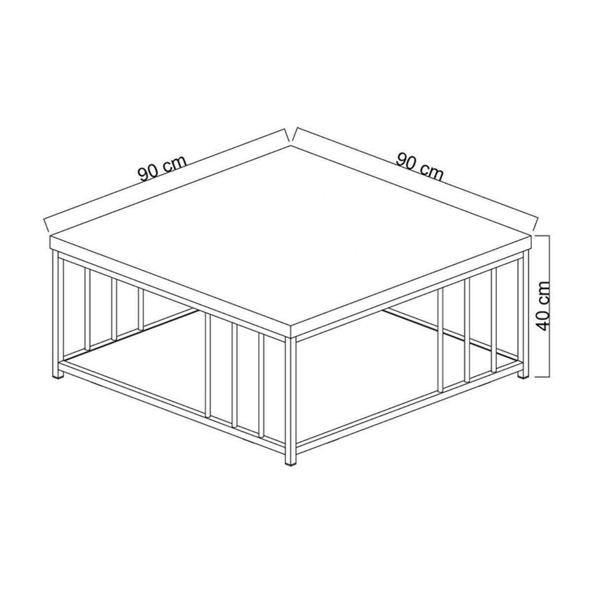 Tavolino da salotto Dfedrizz, Tavolo basso da caffè, Portariviste per divano, Ripiano da soggiorno, 90x90h40 cm, Antracite e Nero