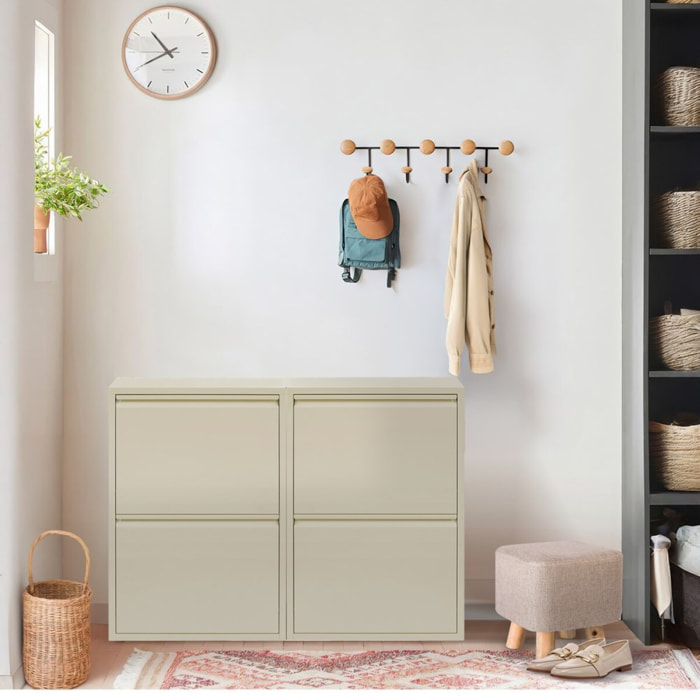 Scarpiera slim 2 ante in metallo avorio - Emy